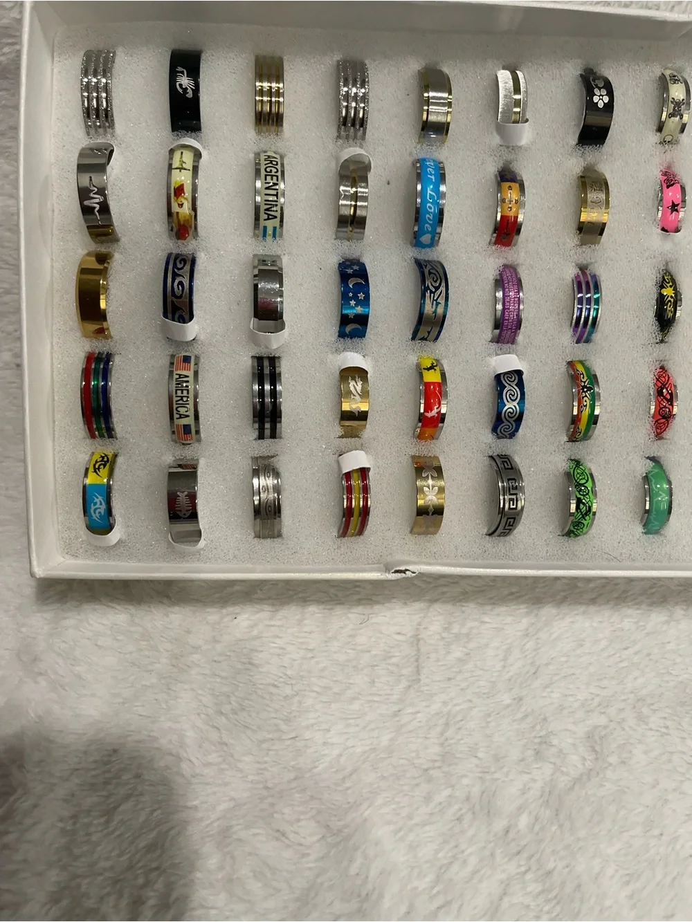 Choice of 1 Multicolor Stainless Steel Decorative Band Rings-Unbranded